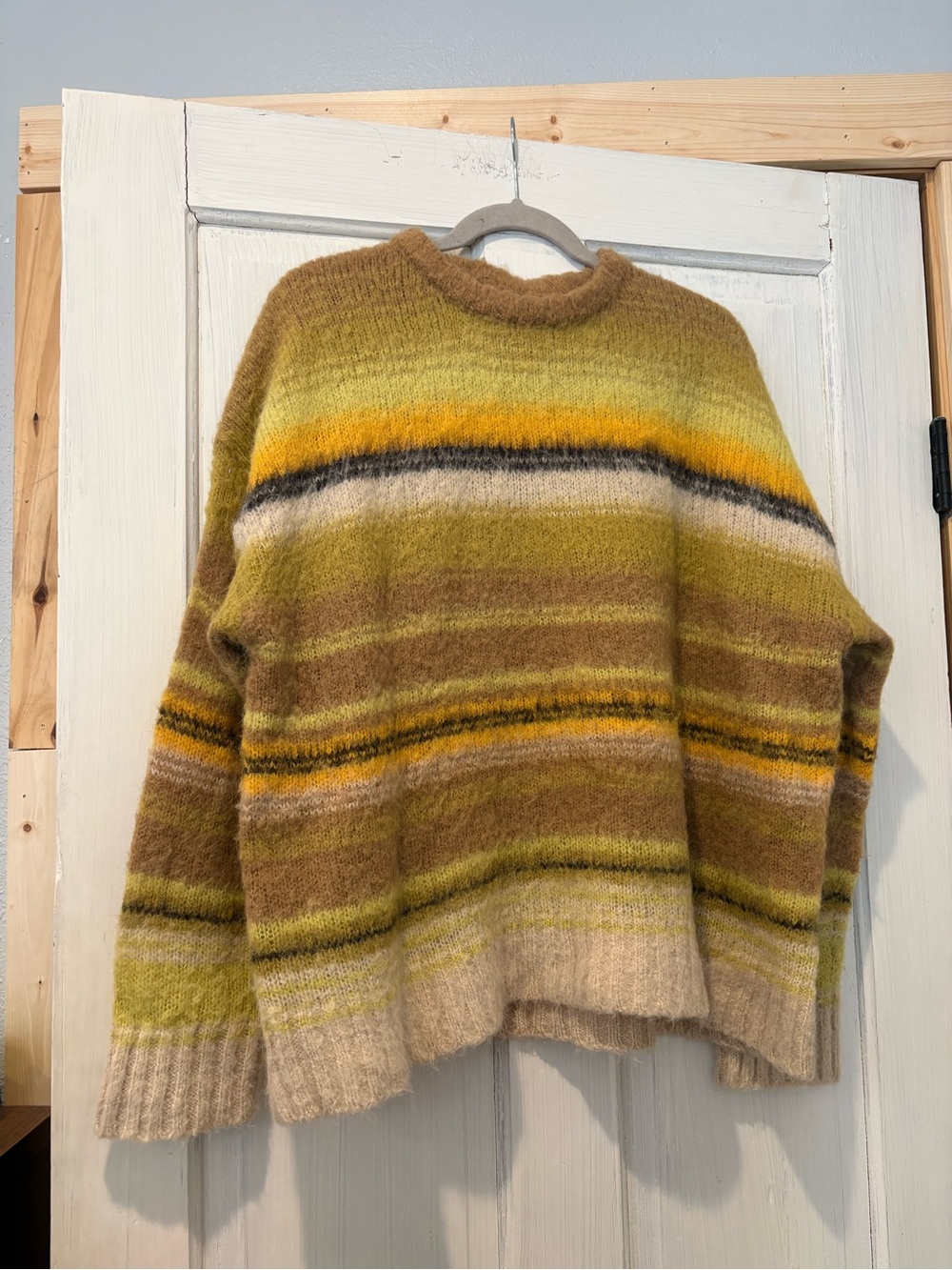 Dillard’s Striped Crewneck Sweater in Yellow & Brown